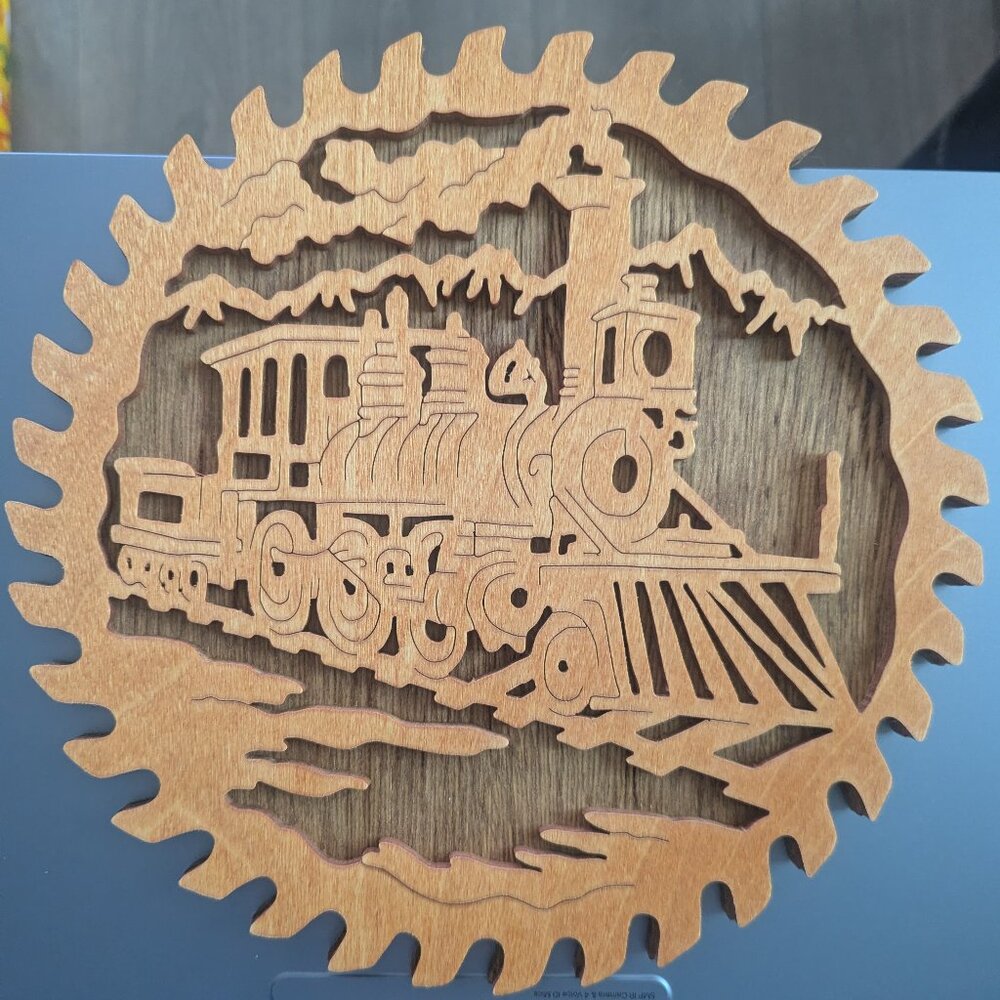 Handmade Scroll Saw Wood Art‎ - Train - 9.5" across